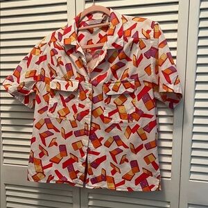 ( 0309) Women Colorful Geometric Short Sleeve Shirt. ( 8)